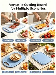 1/2pcs Blue Plastic Kitchen Cutting Board, Built-In Handle, Lightweight And Portable, Convenient For Daily Use, Hangable, Suitable For Preparing Fruits, Vegetables And Fast Food, Kitchen Decor - Mint Blue - View 2