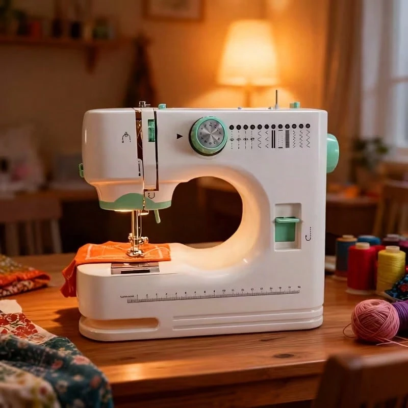 SMEGGEMS Portable Electric Sewing Machine, 12 Built-In Stitches With Detachable Extension Table, Twin Needle And Dual Thread Sewing, Reverse Stitch And LED Light For Home Repairs And DIY Sewing Projects