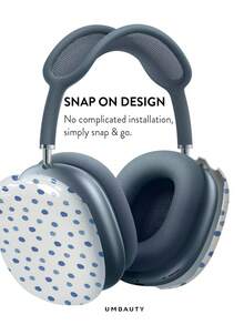 GIIPPA Glossy Hard Ear Cup Protective Case Blue Polka Dot Pattern Unisex Anti-Scratch Shell Compatible With AirPods Max 1/2 Oval Over-Ear Headphones For Daily Commute, Campus, Cafe, Travel, Picnic And Other Scenarios Matching Outfit - Baby Blue - View 3