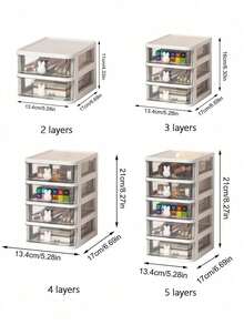 2/3/4/5 Layer Drawer Storage Organizer, Transparent Plastic Storage Box, Large Capacity Multi-Layer Drawer, For Home, Office, Desktop Storage - Multicolor - View 5