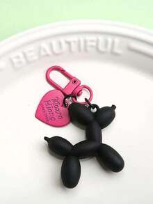 1pc Heart Balloon Dog Keychain, Car Accessory Key Ring, Bag/Backpack/Wallet Pendant Key Chain, Valentine's Day/Halloween Gift - Multicolor - View 7