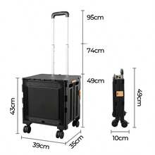 Foldable Multi-Function Rolling Storage Cart Shopping Trolley, Pink | Lockable Foldable Tool Box With Lid, Rolling Storage Box With Wheels, Suitable For Shopping, Travel, Garden, Store, Office, Luggage, Teachers - Foldable Trolley - View 14