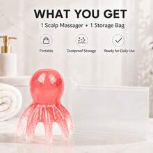 2pcs Octopus Head Scalp Massage Shampoo Brush, Resin Octopus Comb For Head Massage, Gua Sha Acupuncture SPA Function Design, Suitable For Daily Scalp Care, Relaxation Massage And Health Maintenance - Multicolor - View 3