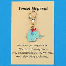 3pcs/6pcs Cute Travel Elephant Enamel Lobster Clasp Keychain, "Travel Elephant" Paper Card, Good Luck Journey Pocket Hug Friendship Gift - Multicolor - View 4