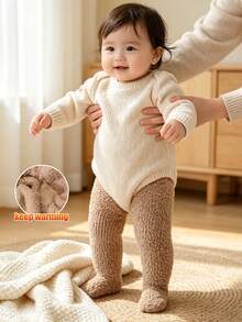 1pc Baby Thickened Thermal Lined Tights, Solid Color, Warm And Comfortable, Suitable For Winter, Below 5°C - Multicolor - View 18