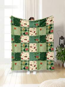 1pc Modern Minimalist Soft Comfortable Blanket, Animal Floral Pattern, Multi-Purpose Throw Blanket For Sofa, Bed, Outdoor Camping, Leisure, Home, Picnic, Travel, All-Season Comfort, Gift Blanket For Family And Friends - Multicolor - View 9
