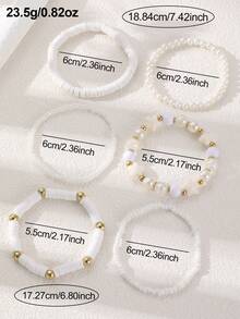 NAIZHU 5pcs/Set Gelang Manik-Manik Manis Warna Pink, Terbuat dari Tanah Liat Lembut, Liontin Hati, Ceri, dan Bintang, serta Mutiara Imitasi dan Karet Gelang. - MultiWarna - View 8