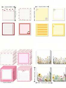 4PCS Vintage Floral Print Sticky Notes, Cute Self‑Adhesive Memo Pads For Journal Office School Supplies,Cute Aesthetic Printed Design, Great For Decorating Journals, Notebooks And Planners - Multicolor - View 8