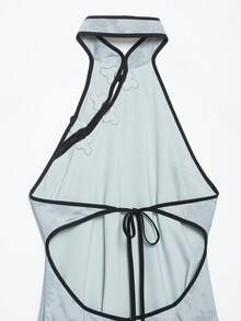 Seelio Spring/Summer New Women's European & American Style Fashion Knot Button Jacquard Dress Elegant - Baby Blue - View 8