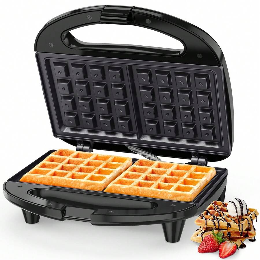 YASHE Waffle Maker, 2-Slice Belgian Waffle Iron, Nonstick | 750W Heating With Nonstick Waffle Plates, Indicator Lights, Cool-Touch Handle, Compact Storage And Easy Cleanup - US A Type Plug(110-127V) - View 1