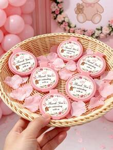 24/12/4pcs Gender Reveal Party Floral Bear Thank You Style Portable Folding Mirror - Pink Foldable Mini Convenient Round Makeup Mirror Single-Sided Small Mirror With Pink Floral Bear Thank You Sticker, Can Be Used As Gender Reveal Party Gift, Baby Shower Party Gift, Baby Shower Party Favor, Baby Party Theme, Children's Birthday Gift, Guest Return Gift, Ideal Choice For Party Supplies And Decorations (Pink) - Multicolor - View 5
