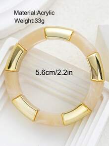 3pcs/1pc Vintage Elegant Casual Bohemian Style Women's CCB Plain Round Bangle And Multicolor Acrylic Elastic Bracelet For Daily Wear, Party, Spring/Summer Beach Vacation And Travel - Colorful - View 9