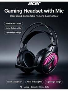 Acer Gaming Headset Wired Over-Ear Headphones OHW201-A With Microphone For Online Classes, Customer Service, Esports, And Study, Universal Computer Headset For Delta Force And , USB/3.5mm Interface, Compatible With PC - View 4