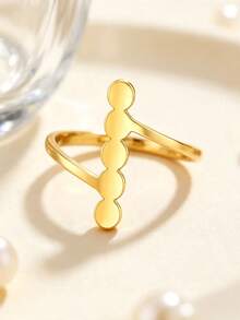 TEAMER 1 chiếc nhẫn ngón tay kỷ niệm thiết kế hình học unisex, thép không gỉ tối giản họa tiết chấm bi dọc, quà tặng thời trang - loạt thời trang - Xem 5