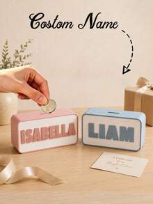 Personalized 3D Printed Name Piggy Bank, Custom Money Box, Nursery Decor,Christmas Gift - Multicolor - View 3