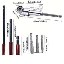 UNISURE 7pcs Set Includes 1/4", 3/8", 1/2" Multi-Size Hex Shank Socket Adapters 3pcs + 50/100/150mm Extension Bars 3pcs + 105 Degree Right Angle Bit Adapter, Minimalist Silver With Right Angle Design, Socket Adapter And Tight Space Drilling Tool, Suitable For Furniture Assembly And Father's Day Gift - Socket + Extension Bar + Ratchet - View 4