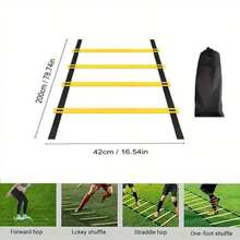 Equipo de entrenamiento de coordinación de escalera de agilidad para fútbol, baloncesto, fitness, incluido escalera suave, escalera de rejilla y escalera de cuerda para entrenamiento de box y cardio - Amarillo - Ver 7