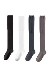 Women's Vintage Style Over-The-Knee Slouch Socks, Long Tube Socks For Spring, Summer, Autumn, Winter, Suitable For Tall Boots/Loafers, Essential For Lazy Chic Streetwear - Multicolor - View 14