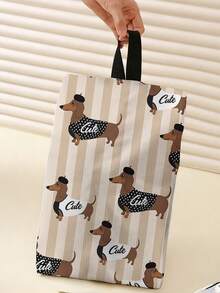 1pc Puppy Print Shoe Storage Bag, Waterproof Fabric Zipper Closure Shoe Pouch With Handle,Portable Travel Shoe Organizer For Home Business Trip - Multicolor - View 10