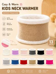 1PC Children's Solid Color Basic Plush Neck Warmer, Soft And Skin-Friendly, Comfortable Neck Protection And Warmth, Suitable For Boys And Girls For Autumn/Winter Daily Warmth Scarf, Can Be Used As A Gift - Multicolor - View 2