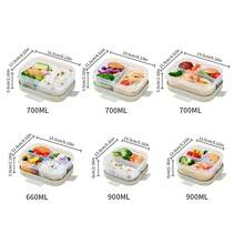 2/3/4 Compartments Portable Square Plastic Lunch Box With Handle, Microwavable Divided Bento Box, Leak-Proof Fruit Salad Food Storage Container, Reusable Large Capacity Lunch Container For Student Adult Use In Home, School, Office, Camping, Picnic - Multicolor - View 12