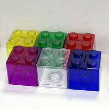 Building Block Shaped Acrylic Transparent Coin Bank, Coin & Sundries Storage Jar, Home Decor, Holiday Gift, Birthday Gift - Multicolor - View 5