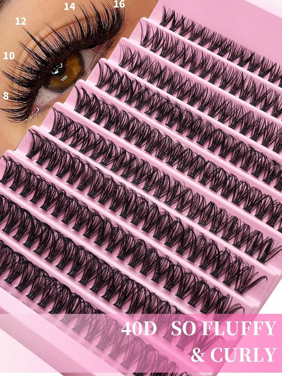 200/400 Clusters Eyelash Extensions, 8mm–16mm D Curl, Voluminous Single Lash Extensions, Makeup Tool, Create Natural Or Dramatic Makeup Looks, DIY Home False Eyelashes, Ideal Gift For Christmas, Back To School And Halloween - C - View 1