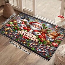 1pc Kitchen Floor Mat, Soft Faux Cashmere Material, Christmas Theme Cartoon Non-Slip Floor Mat, Suitable For Kitchen, Bathroom, Entrance Door, Holiday Atmosphere Decorative Floor Mat, Multi-Scenario Use Non-Slip Floor Mat, Christmas Room Decoration, Holiday Gift - Multicolor - View 14