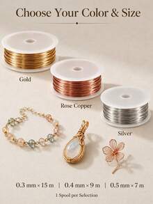 Gold & Silver & Rose Gold Color Jewelry Wire, High Quality Stainless Steel Jewelry Wire, Non-Fading, Rust-Resistant, High Color Fastness, Durable, Suitable For Bracelet & Necklace DIY, Non-Fading Beading Wire, Jewelry Rope, Handmade Braiding Wire - Multicolor - View 4