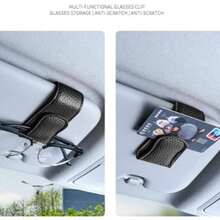 Car Sun Visor Glasses Holder - Magnetic Buckle Leather Material, One-Hand Operation, Non-Destructive Installation, Suitable For All Car Models, Car Interior Glasses Holder And Card Holder - Eyeglasses Clip - View 10
