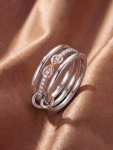 1pc S925 Sterling Silver Vintage Women's Eternal Ring, Fashionable Exquisite Jewelry Gift - Silver - View 3
