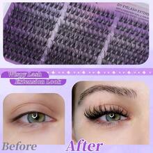 300pcs Cartoon Style D-Curl Mixed Length Faux Mink Single Cluster False Eyelashes, Fine Stem Fluffy Dense Segmented Lashes, Suitable For Halloween Cosplay Party Makeup - D - View 9