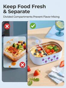 Kitchen Food Storage & Fresh-Keeping Box, Back To School Essential Large Capacity Lunch Box, Suitable For Adults, Equipped With Heat-Resistant Lid - Multicolor - View 7