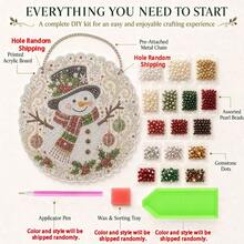 Christmas Pearl And Diamond Sunlight Capture Set, Thickened 3d Design, Diy Craft | Pre-Installed Metal Chain, Lace-Trimmed Acrylic Round Plate, 3d Mixed-Size Pearl Bead Crafts, Festive Window And Wall Decorations. - A - View 9
