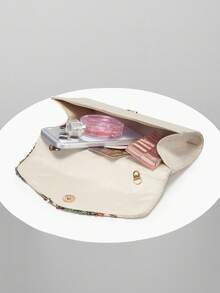 European And American Women's Minimalist Gold Asymmetric Handle Evening Bag, Shiny Multi-Color Leaf & Floral Patchwork Handbag, Small Clutch Bag, Suitable For Matching/Ball/Party/Wedding/Bride/Bridesmaid/Birthday Dress, Handheld Evening Bag, Gift Bag For Women With Metal Chain, Random Pattern - Gold - View 6