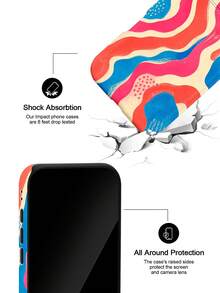 Blue And Brown Hand Drawn Striped Case For IPhone18 Pro Max,17,17Pro Max,16Pro,15Pro Max,13pro,15,14,14Pro,13,12,11 - Blue and Pink Vacation Stripes - View 3