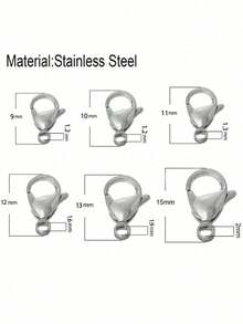20/30/50 Pcs Fashion Stainless Steel White K Color Lobster Clasp, Suitable For DIY Bracelet, Necklace Connection, Handmade Accessories, Jewelry Materials - Silver - View 8