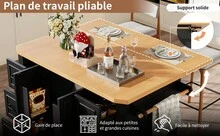 Kitchen Island Made Of Wood With 2 Doors And 6 Drawers With Storage On Wheels Black For Kitchen - Black - View 7