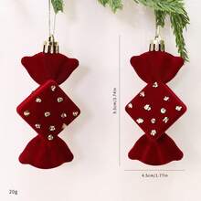 Christmas Candy Cane Hanging Ornament, Christmas Tree Decoration, Window Display, Nordic Red Flocked Candy Pendant - Multicolor - View 4