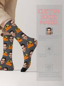 1 Pair Customized Face Pattern Socks, Personalized Photo Socks, Custom Printed Socks, Funny Face Socks, Custom Pattern Socks, Print Any Face Pattern On Socks, Anniversary Gift, Halloween Gift, Unique Birthday Gift, Personalized Collectible - Multicolor - View 9
