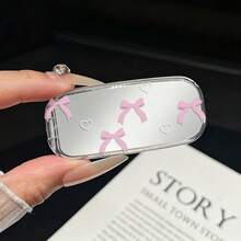 1pc Cartoon Heart Pink Bow Makeup Mirror Phone Stand, Foldable Adhesive Mirror, Minimalist Portable New Style - Multicolor - View 1