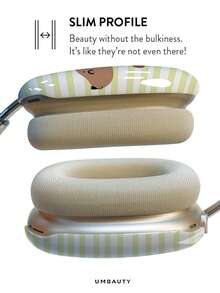 GIIPPA Glossy Hard Ear Cup Protective Cover, Yellow & White Striped And Dachshund Pattern, Unisex Anti-Scratch Shell Compatible With AirPods Max 1/2 Oval Over-Ear Headphones For Daily Commute, Campus, Cafe, Travel, Picnic And Other Scenes, Matching Outfit - Baby Blue - View 4