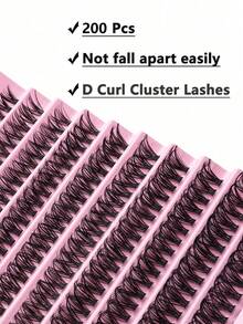 200/400 Clusters Eyelash Extensions, 8mm–16mm D Curl, Voluminous Single Lash Extensions, Makeup Tool, Create Natural Or Dramatic Makeup Looks, DIY Home False Eyelashes, Ideal Gift For Christmas, Back To School And Halloween - C - View 4