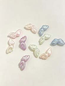 10pcs Multi-Color Pearlescent Angel Wing Shaped Acrylic Beads, Straight Hole Transparent Beads, DIY Bracelet Earring Jewelry Handmade Accessories - 10pcs-angel Wings - View 1