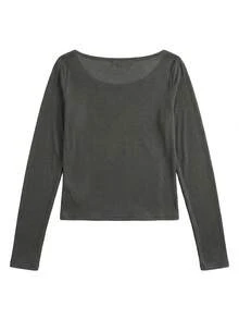 Women's 2 In 1 Patchwork Casual Versatile Daily Long Sleeve T-Shirt - Dark Grey - View 3