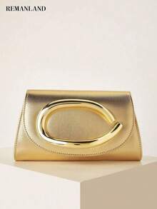 REMANLAND Tas Clutch Wanita Besar Elegan dari Bahan PU dengan Rantai yang Dapat Dilepas, Cocok untuk Pernikahan, Pesta, Perjamuan, dan Acara Lainnya, Kencan Malam - Emas - View 9