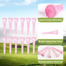 FINGER TEN Short Golf Tees, Wooden Colorful Painted, 30pcs/Pack, Fashionable High Visibility Short Tees, Suitable For Par 3, Durable Golf Accessories, Suitable For All Skill Levels - Pink - View 2