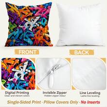 4pcs/1pc Colorful Street Graffiti Pattern Pillow Case Without Insert, Single-Sided Printed Pillow Case, Suitable For Living Room Bedroom Home Decor, All-Season Pillow Case - Multicolor - View 4