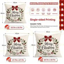 4pcs/1pc Christmas Blessing Pattern Pillow Case Without Insert, Single-Sided Printed Pillow Case, Suitable For Living Room Bedroom Home Decor, All-Season Pillow Case - Multicolor - View 2