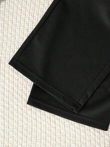 Tween Boy Casual Minimalist Versatile College Style Black Long Pants With Diagonal Pockets, Suitable For Vacation, Travel, Sports, School And Daily Wear - Black - View 9